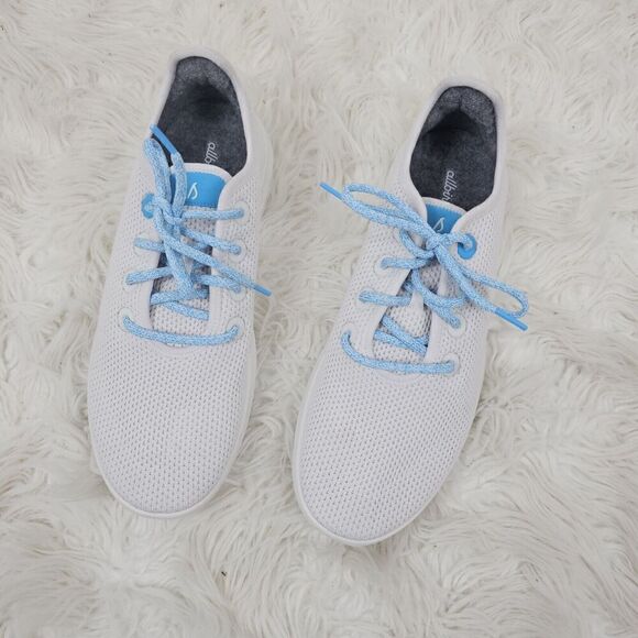 All Birds Tree Runners White Aqua Teal Mesh Men's Size 11 NWOB Athletic Sneaker